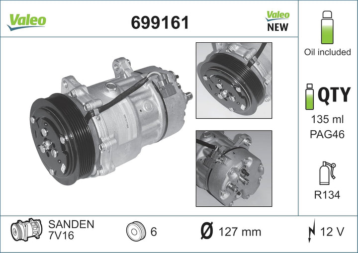Valeo 699161 Kompressor, Klimaanlage