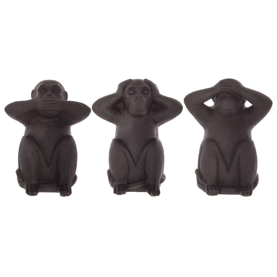 Set aus 3 Statuetten Weise Affen - Kunstharz - schwarz H 23 cm - Schwarz - Atmosphera créateur d&