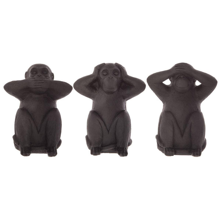 Set aus 3 Statuetten Weise Affen - Kunstharz - schwarz H 23 cm - Schwarz - Atmosphera créateur d&