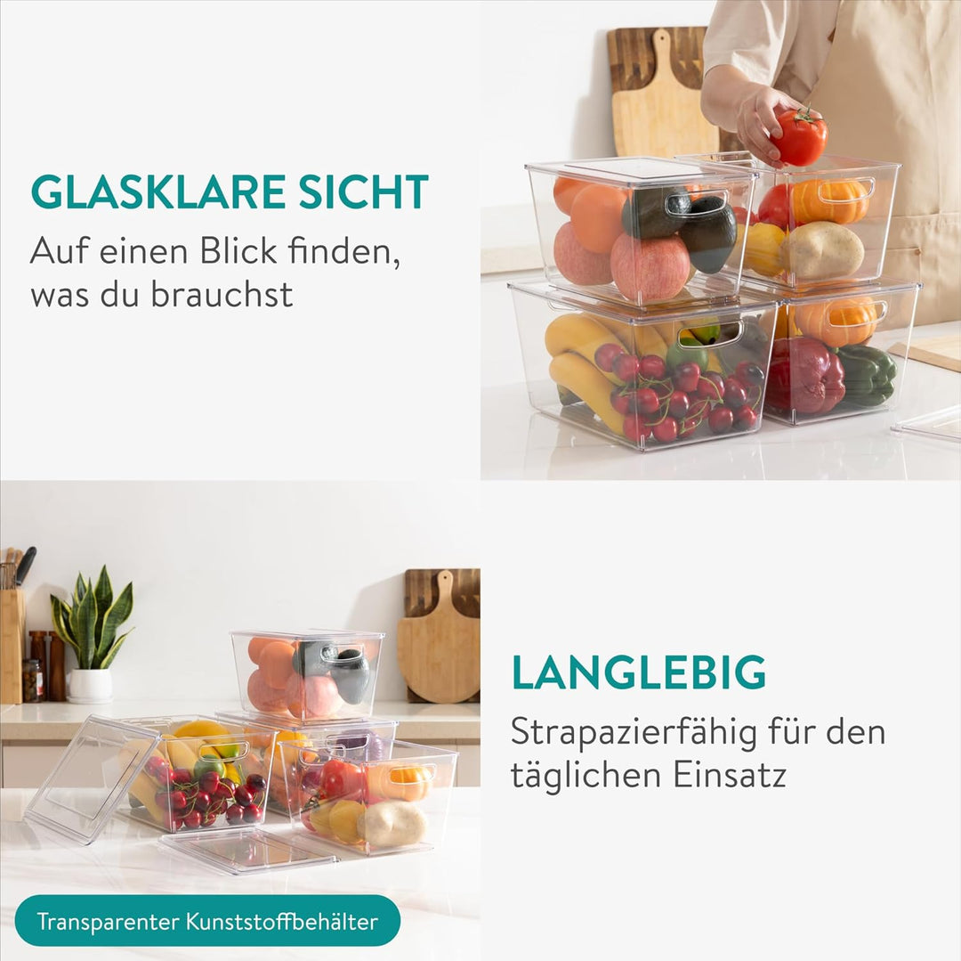 Navaris 4er Set Kühlschrank Organizer aus Kunststoff - 4x Aufbewahrungsbox für den Kühlschrank - Küh