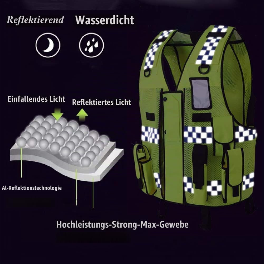 HYCOPROT Sicherheitswesten Hohe Sichtbarkeit Mesh Reflektierende Sicherheit Einstellbare Taktische V