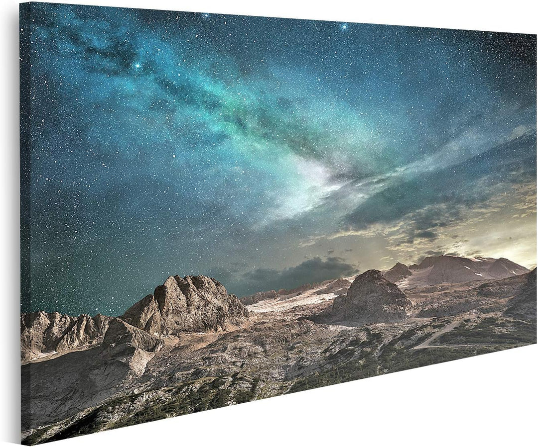 islandburner Bild auf Leinwand Milchstrasse In Der Morgendämmerung In Einer Berglandschaft Bilder Wa