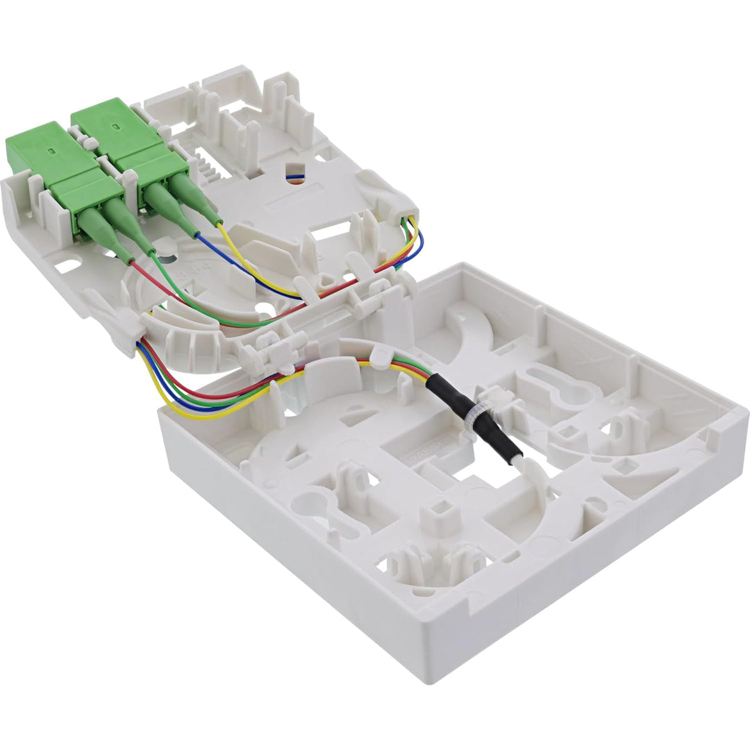 InLine FTTH Verlängerungsbox, 4x LC/APC, 9/125µm OS2, vorkonfektioniert, 10m, für Aufputzmontage, we
