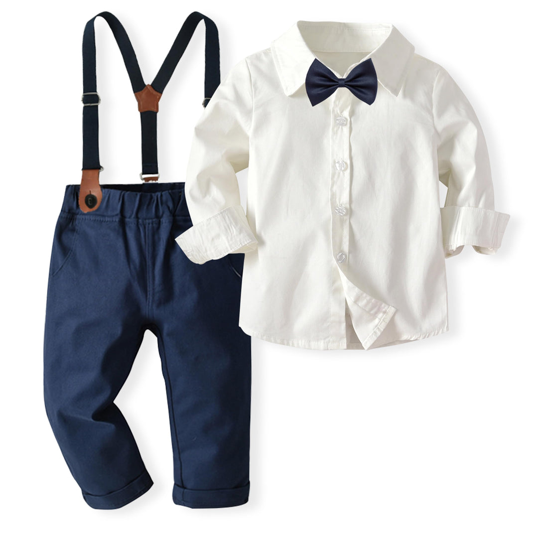 Volunboy Baby Jungen Anzug Set Bekleidung Hemd mit Fliege + Hosenträger Hosen Strampler Anzug 18-24
