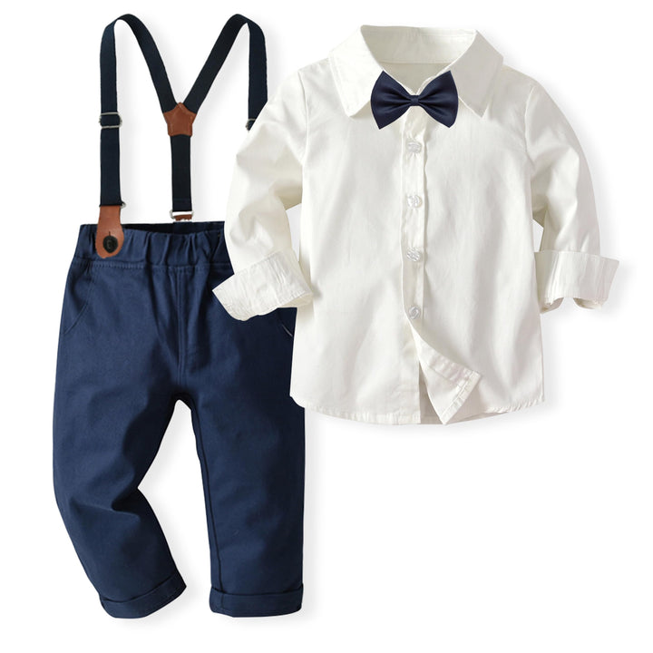 Volunboy Baby Jungen Anzug Set Bekleidung Hemd mit Fliege + Hosenträger Hosen Strampler Anzug 18-24