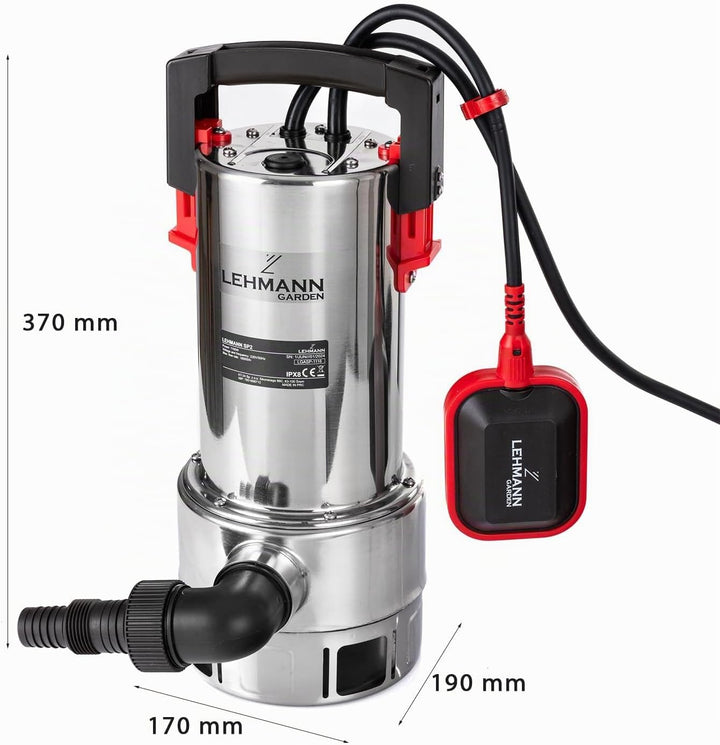 LEHMANN Tauchpumpe mit Integriertem Schwimmer für Schmutz- und Reinwasser, 1100 W, mit bürstenloser