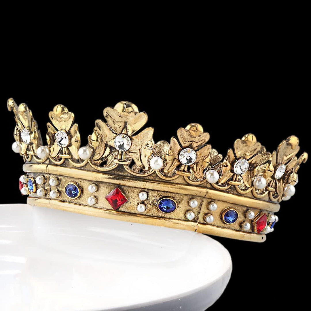 Barock Royal Crown Herren Metall Prinz Haarkrone Vollkreis Geburtstag Party Haarschmuck für Cosplay