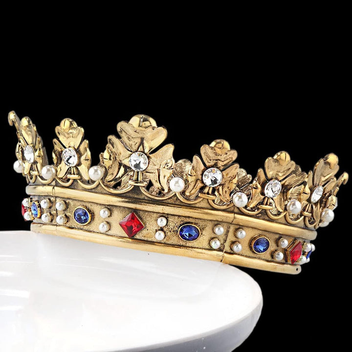 Barock Royal Crown Herren Metall Prinz Haarkrone Vollkreis Geburtstag Party Haarschmuck für Cosplay