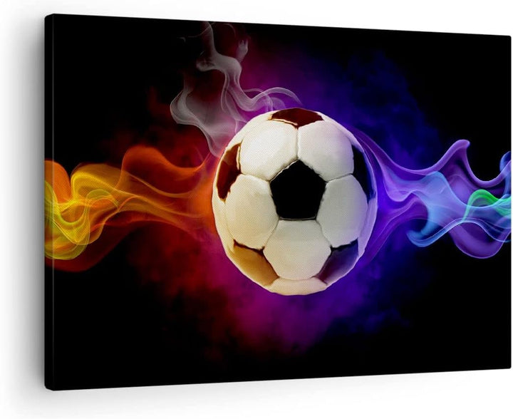 Bilder auf Leinwand Abstrakt ball flamme fussball Leinwandbild 70x50cm Wandbilder Dekoration Wohnzim