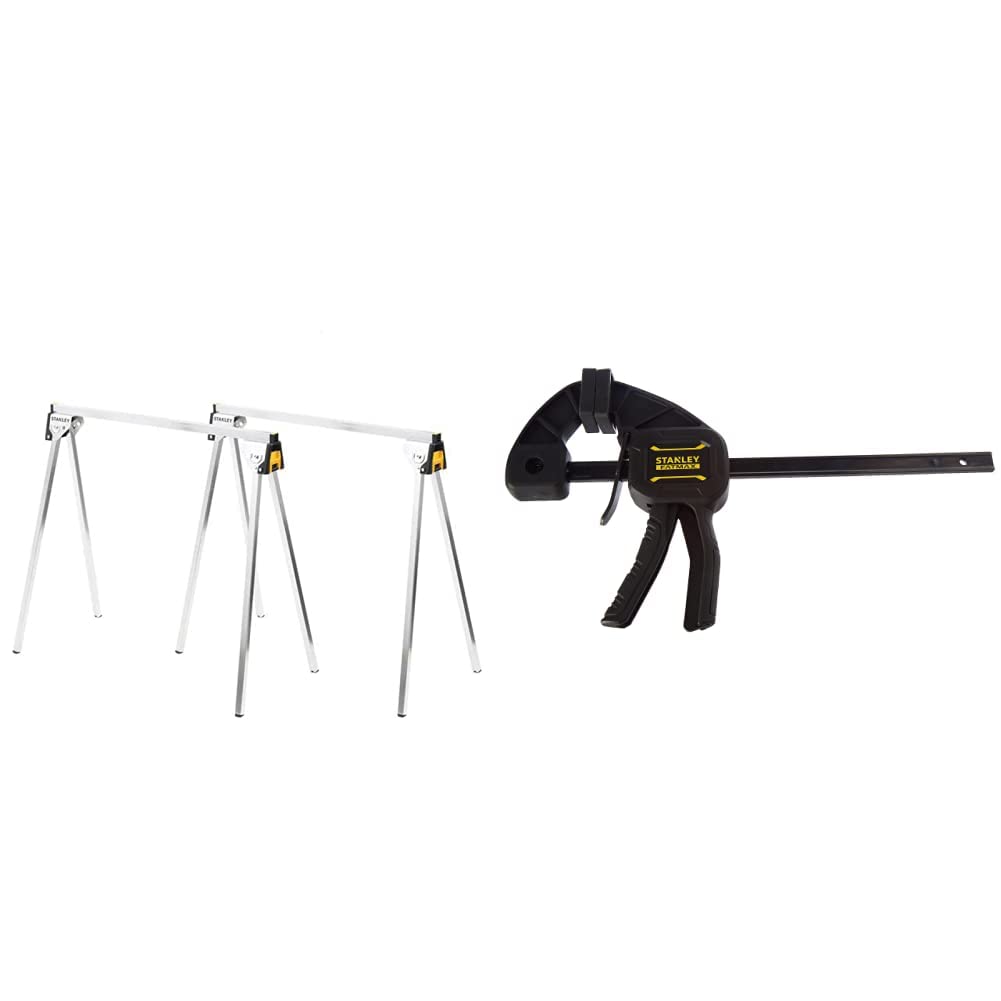 Stanley STST81337-1 Unterstellbock-Paar aus Metall Höhe 736mm belastbar bis 340 kg, Silber & FatMax