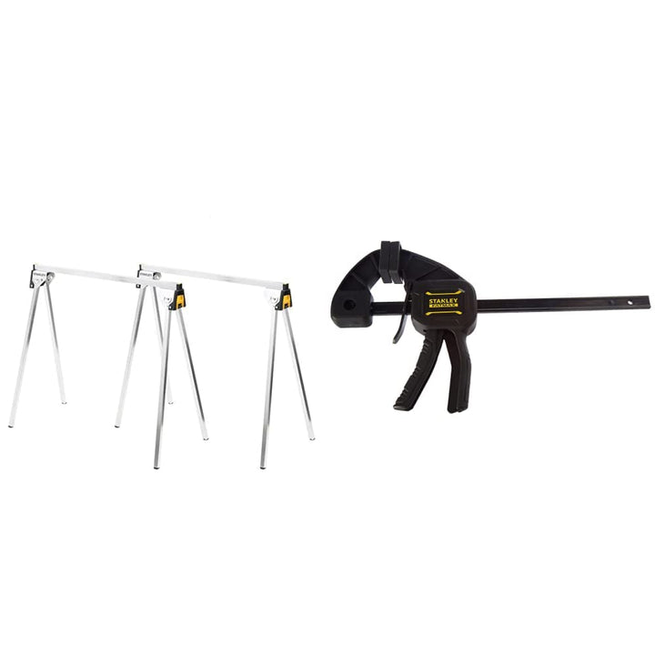 Stanley STST81337-1 Unterstellbock-Paar aus Metall Höhe 736mm belastbar bis 340 kg, Silber & FatMax