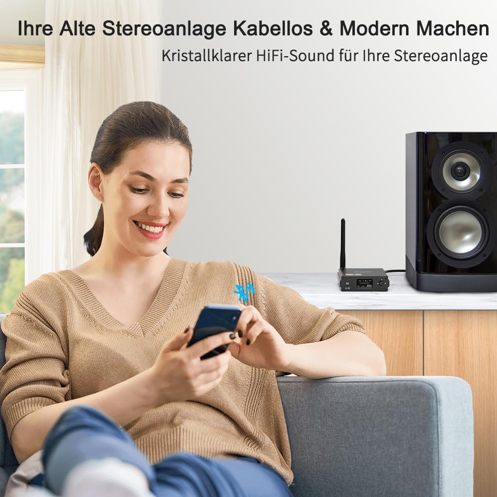 1Mii DS220 Bluetooth 5.1 HiFi Receiver mit OLED-Display & EQ-Modus – LDAC & aptX HD/Low Latency, Aud