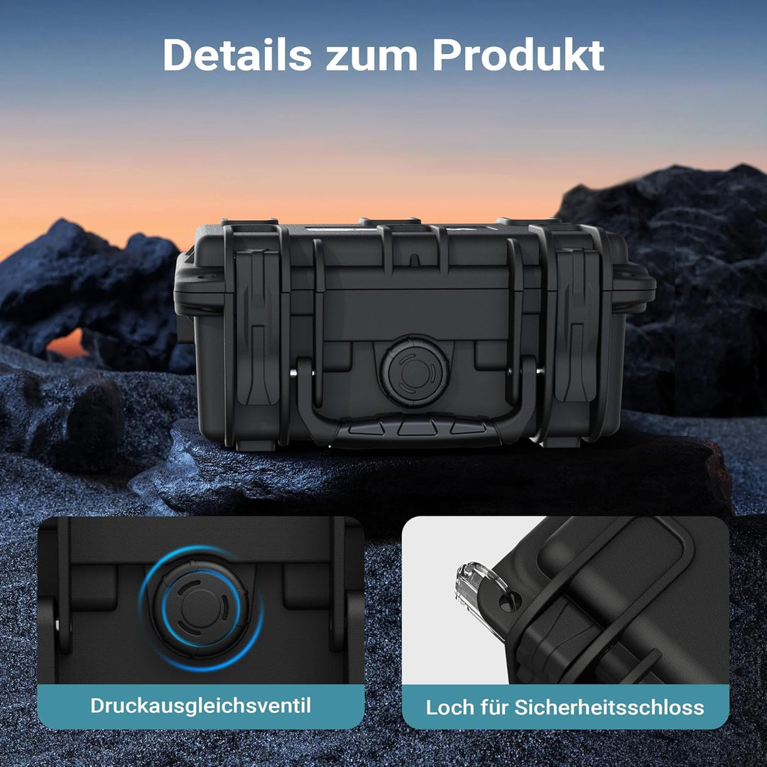Wiltec Universalkoffer 21,9 x 18,5 x 10,4 cm, wasserdichter Transportkoffer, Schutzkoffer aus PP und