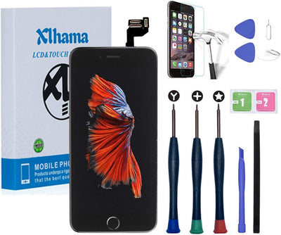 Xlhama Ersatz-Display, komplett, für iPhone 6S Plus, Schwarz, 5,5 Zoll, mit Reparaturwerkzeug, Front
