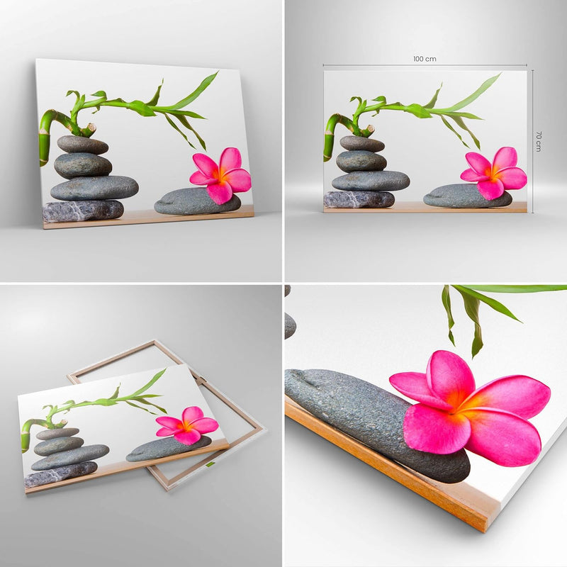 Bilder auf Leinwand 100x70cm Leinwandbild Ruhig blume dekoration stein Gross Wanddeko Bild Schlafzim