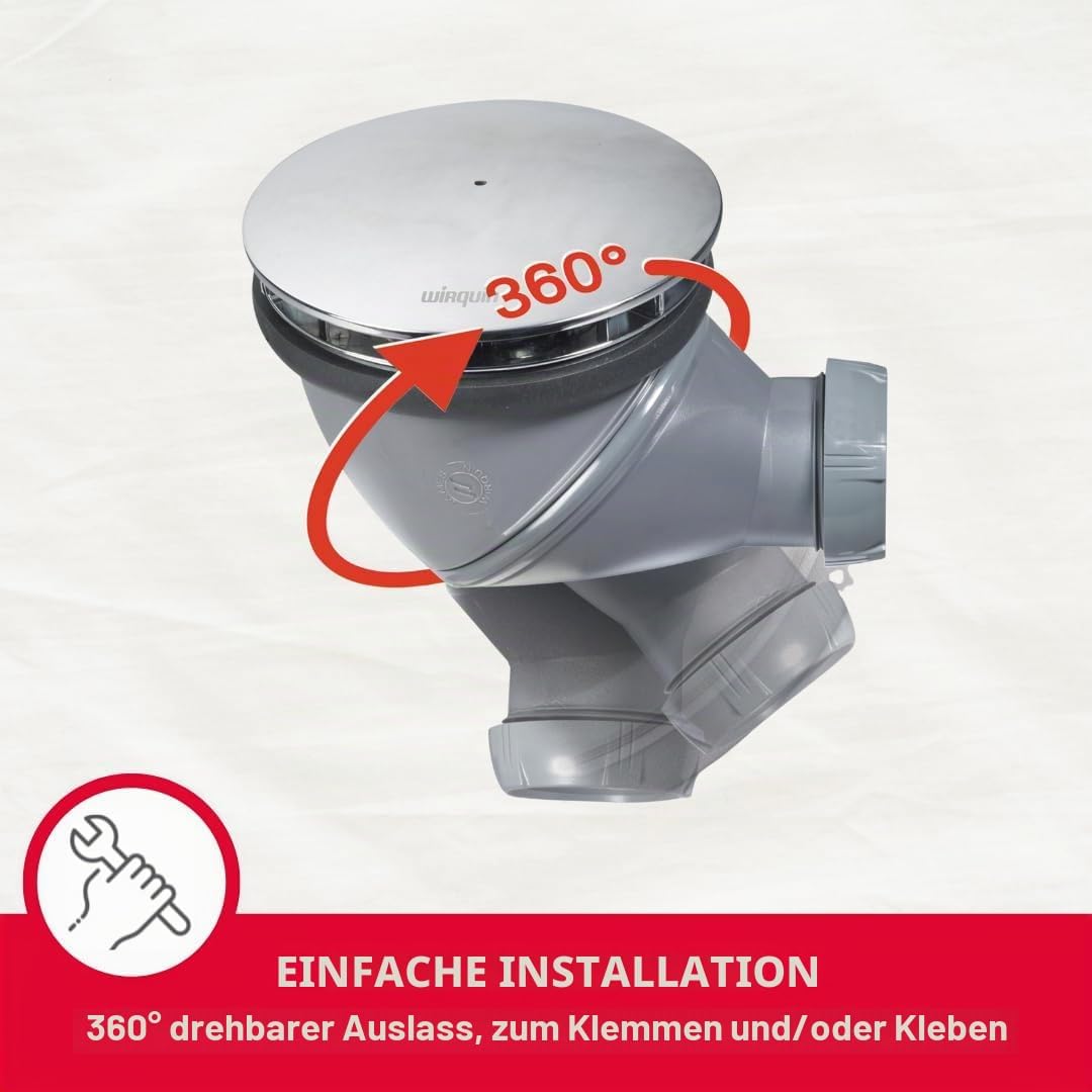 Wirquin James 30720466 Duschablauf D90 mit verchromter Kuppel, grau