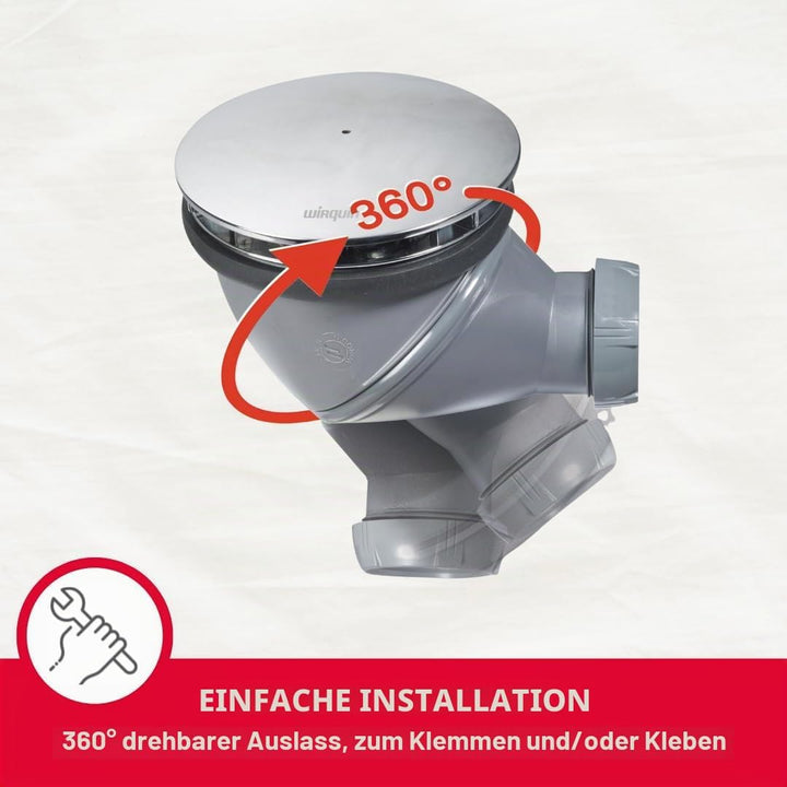 Wirquin James 30720466 Duschablauf D90 mit verchromter Kuppel, grau