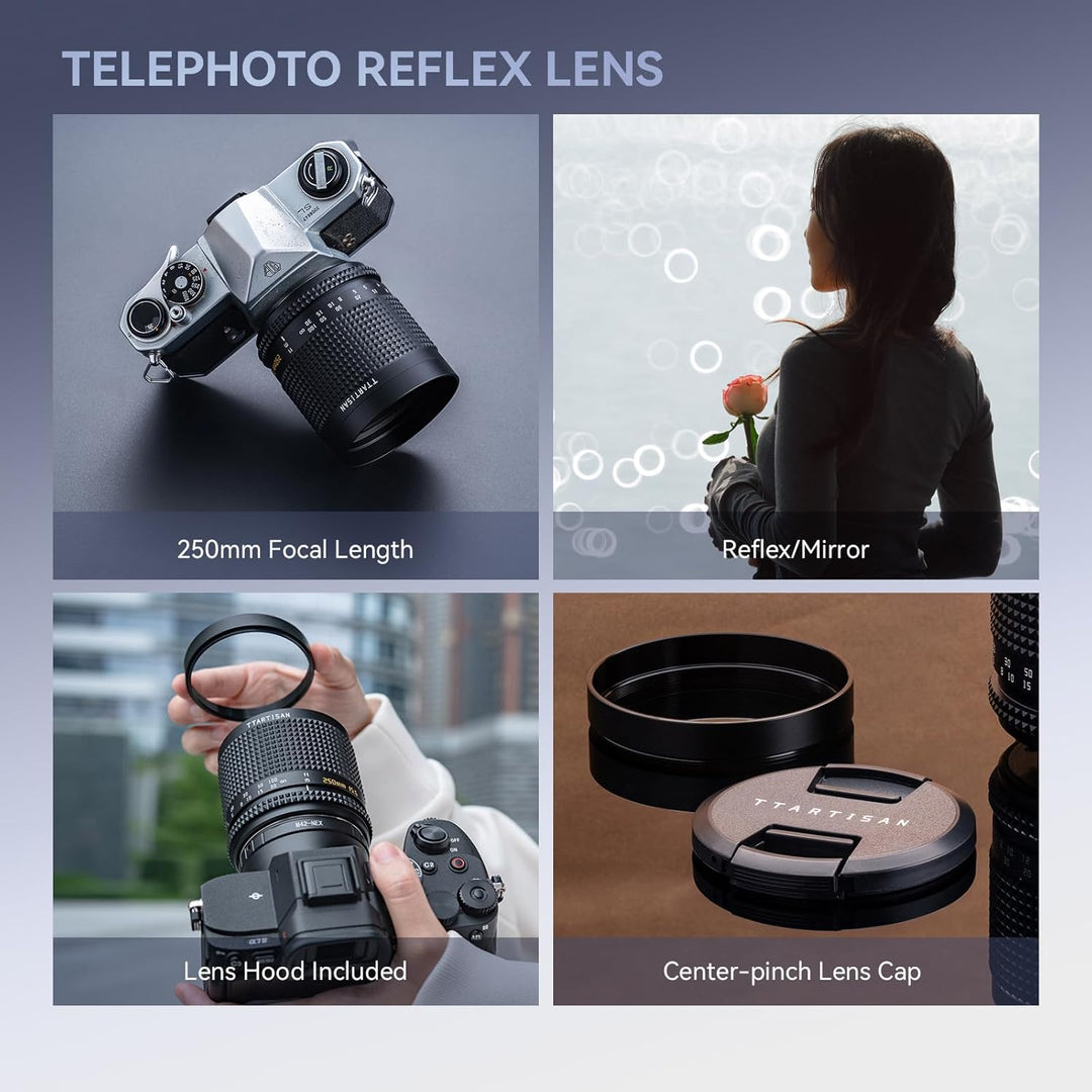 TTARTISAN 250 mm f5.6 Reflexobjektiv für M42-Halterung, Teleobjektiv mit Vollbild-Donut-Boken-Objekt