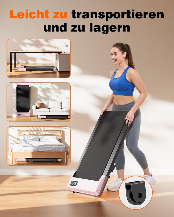 Superun Walking Pad mit Steigung max 159 KG/136 KG, 2.5HP Laufband für Zuhause mit LED, Leise Laufba