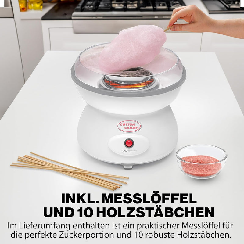 Clatronic Zuckerwatten-Maker | Süsse Leckereien für jede Party | Zuckerwattemaschine mit Quarz-Heize