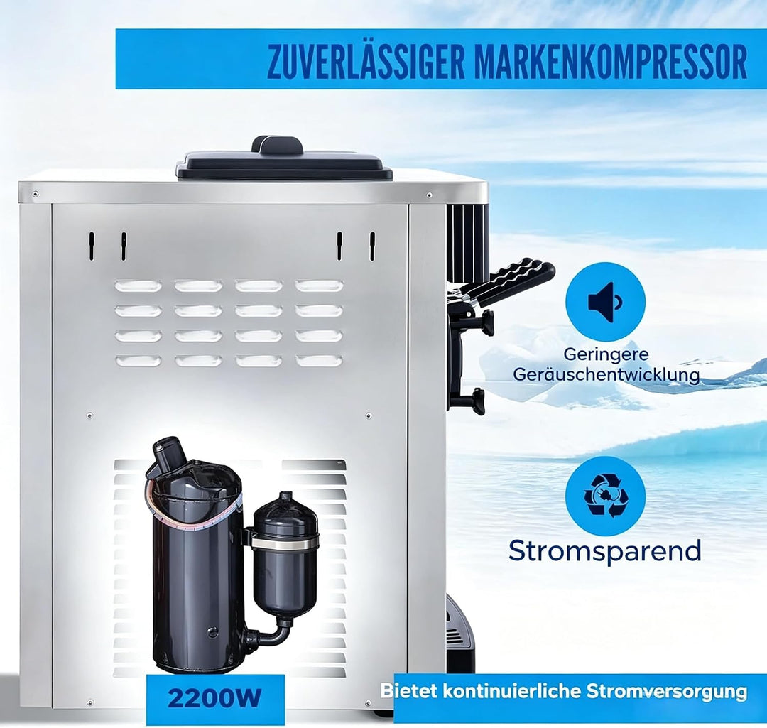 Kommerzielle Eismaschine, 20–28 L/h 2200 W, Kommerzielle Softeismaschine, Gewerbliche Eiscrememaschi