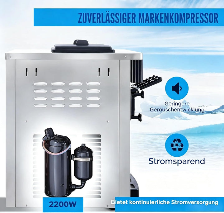 Kommerzielle Eismaschine, 20–28 L/h 2200 W, Kommerzielle Softeismaschine, Gewerbliche Eiscrememaschi