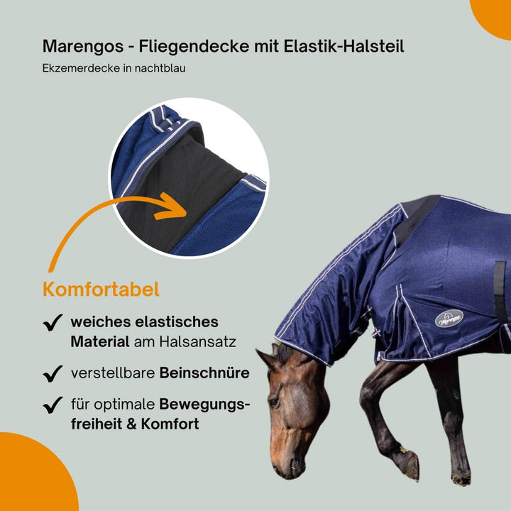 Marengos Fliegendecke mit Elastik-Halsteil Nachtblau 155cm, Nachtblau 155cm