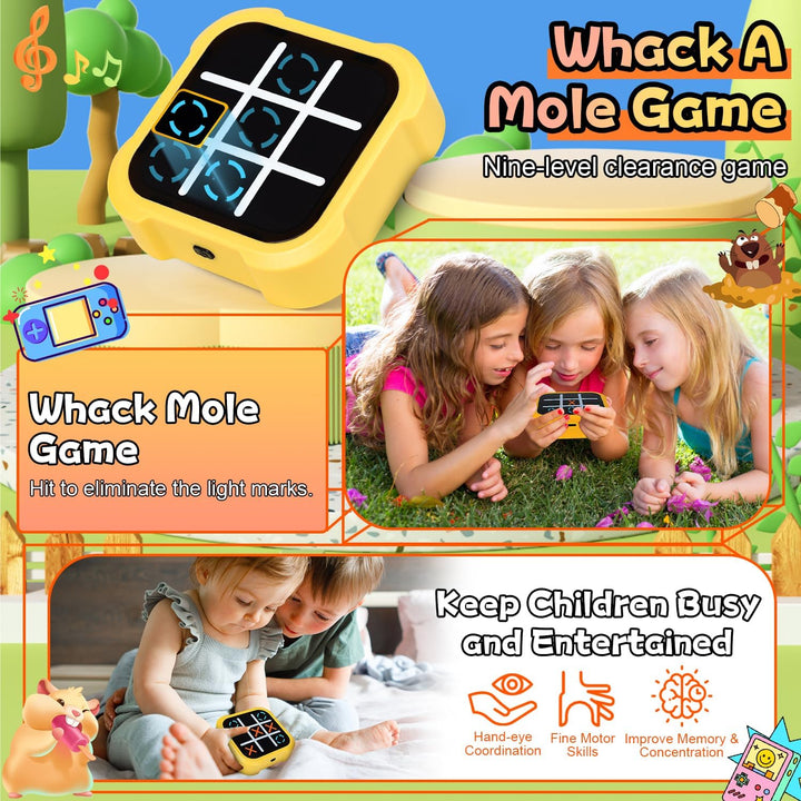 Tic Tac Toe Spiel, Tragbare 3-In-1-Puzzlespielkonsole, Tragbare Reisespiele für Bildung und Gedächtn