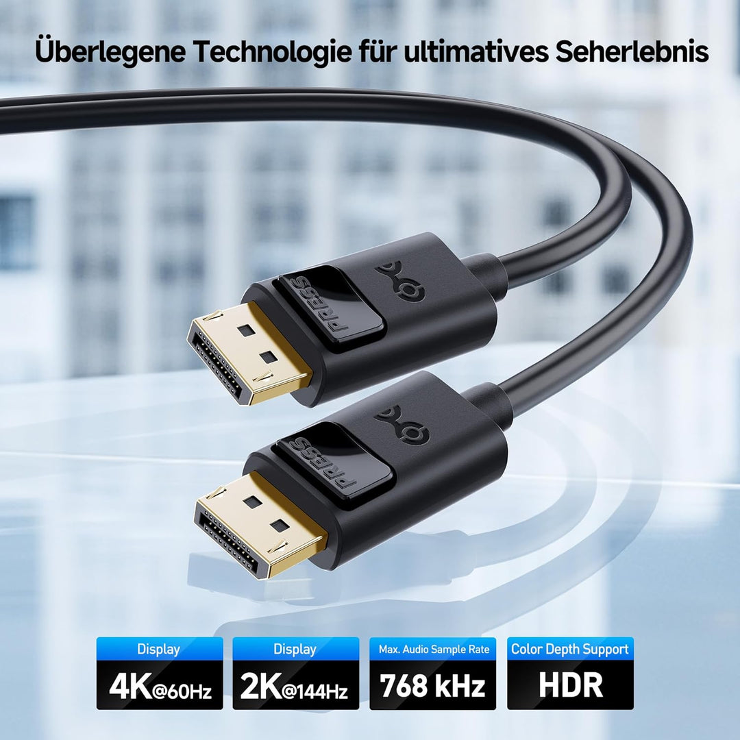 Cable Matters 4K DisplayPort Kabel 5m (DP Kabel, Display Port Kabel) DP auf DP Kabel für 4K 60Hz, 2K