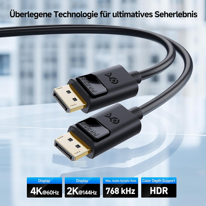Cable Matters 4K DisplayPort Kabel 5m (DP Kabel, Display Port Kabel) DP auf DP Kabel für 4K 60Hz, 2K