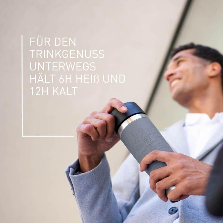 Emsa N20223 Travel Mug Classic Isolierbecher 0,5 Liter | neuer Komfort-Schraubverschluss | Edelstahl