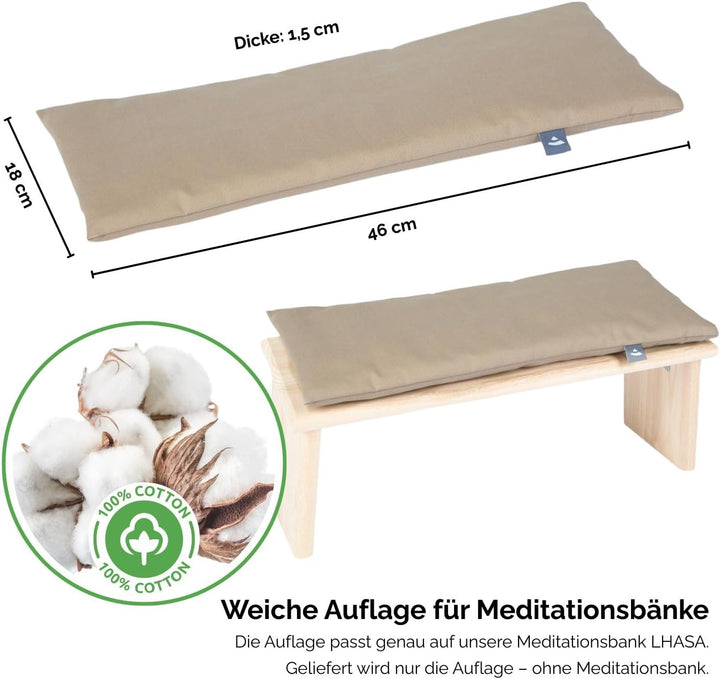Bodhi Meditationsbank Auflage | Sitzauflage aus Baumwolle | Bequeme & Weiche Polsterung | Sitzunterl