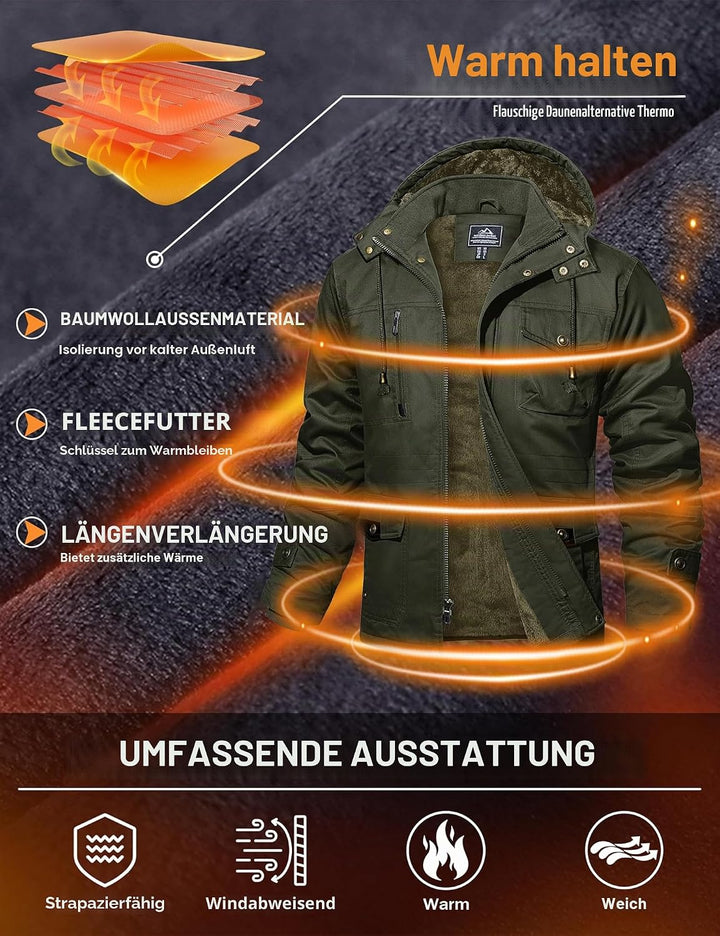 MAGCOMSEN Winterjacke Herren Warm Gefüttert Jacke Fleece Winterparka Winddicht Outdoor Übergangsjack
