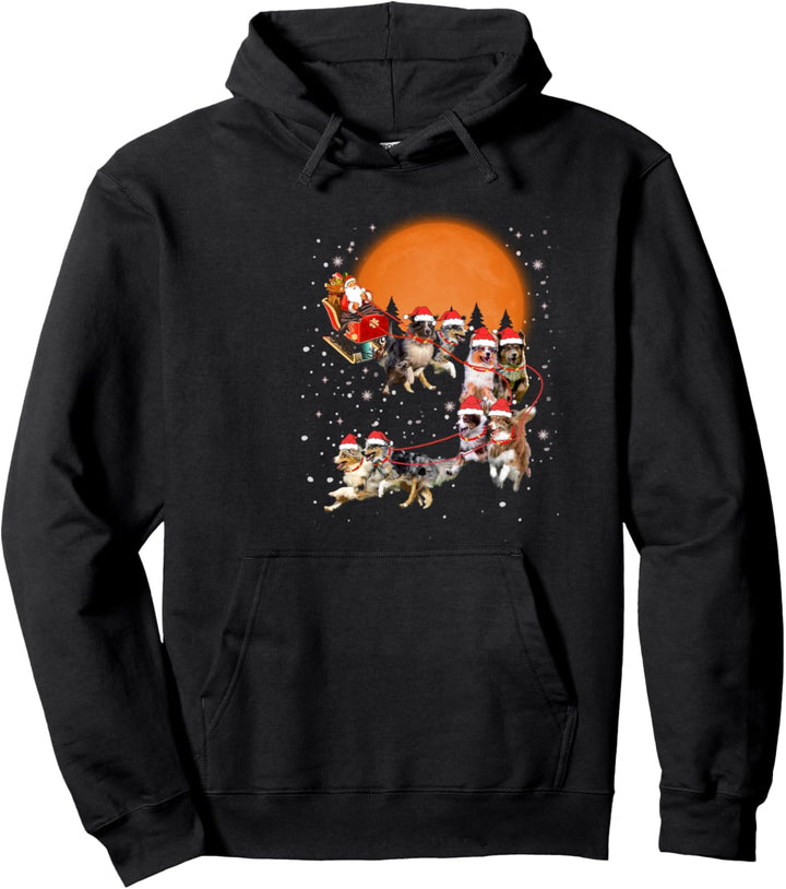 Australian Shepherd Rentier Santa Schlitten Weihnachten Pullover Hoodie