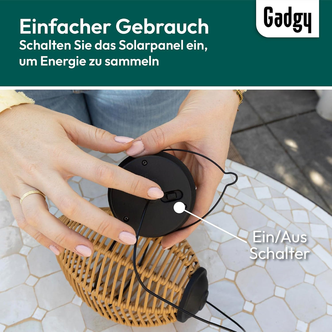 Gadgy Rattan Solarleuchten für Aussen – 2er Set LED Hängelaternen aus Rattan – Dekorative Gartenbele