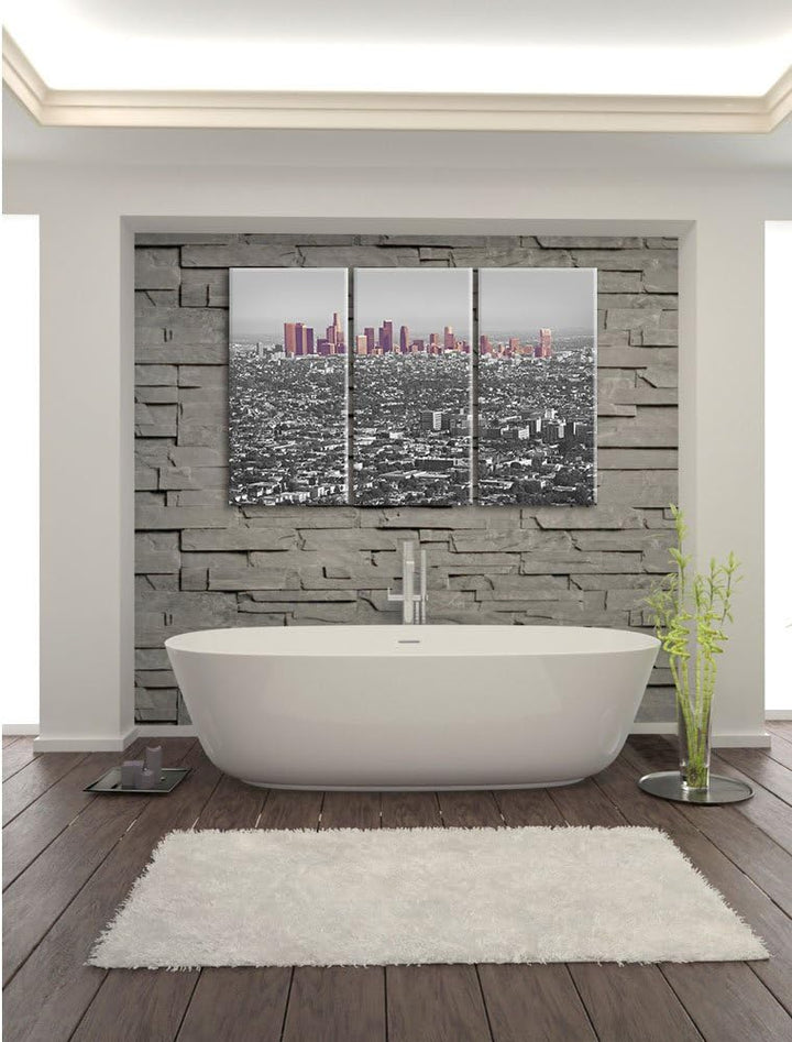 Pixxprint Los Angeles Metropolitan Area als Leinwandbild/Grösse: 3 Teilig (120x80) cm/Wandbild/Kunst