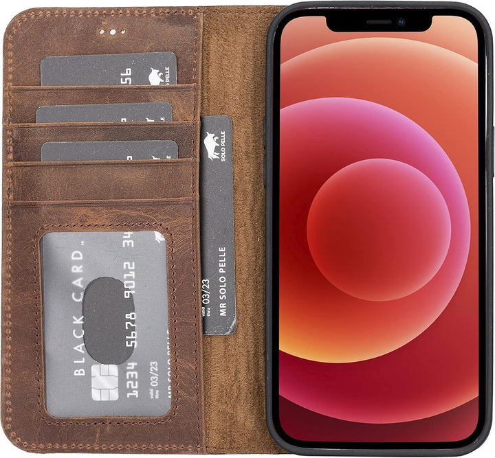 Solo Pelle Lederhülle kompatibel für iPhone 13 Pro Max in 6.7 Zoll abnehmbare Hülle (2in1) inkl. Kar