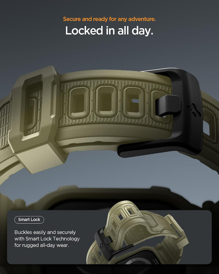 Spigen Rugged Armor Pro 2 Hülle mit Band für Apple Watch 11/10 46mm | TPU-Unibody-Hülle mit Armband,