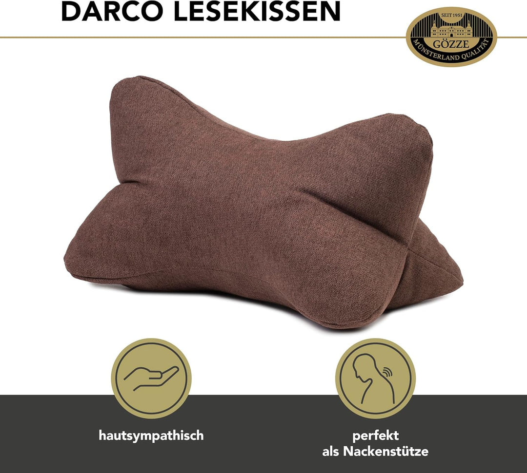 Gözze - Kuschelweiches Lesekissen Darco, Ideal als Sofakissen oder Leseknochen, 40 x 25 cm - Schoko,