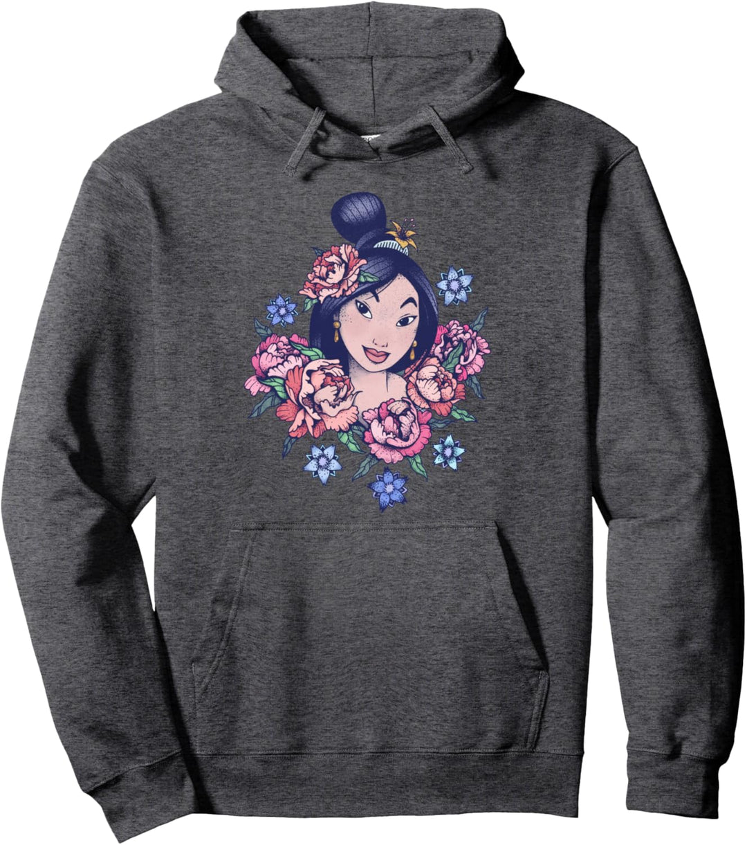 Disney Mulan Floral Portrait Sketch Pullover Hoodie