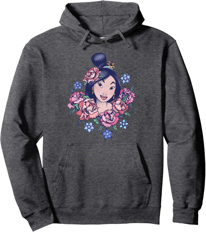 Disney Mulan Floral Portrait Sketch Pullover Hoodie
