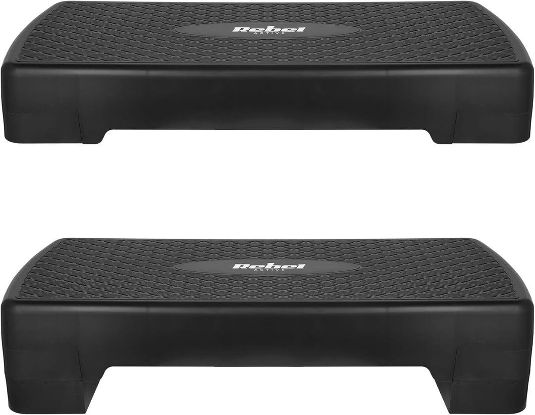 Step für Aerobic Fitness 2 Stufen 68cm Stepper Podest Treppe Schwarz