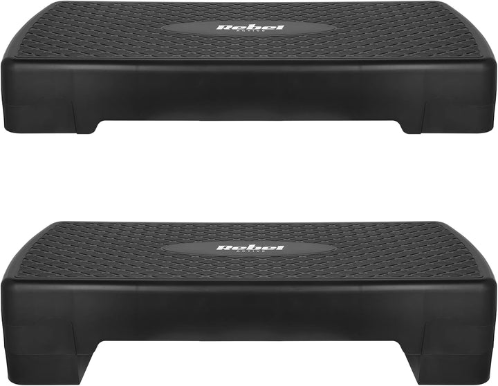 Step für Aerobic Fitness 2 Stufen 68cm Stepper Podest Treppe Schwarz