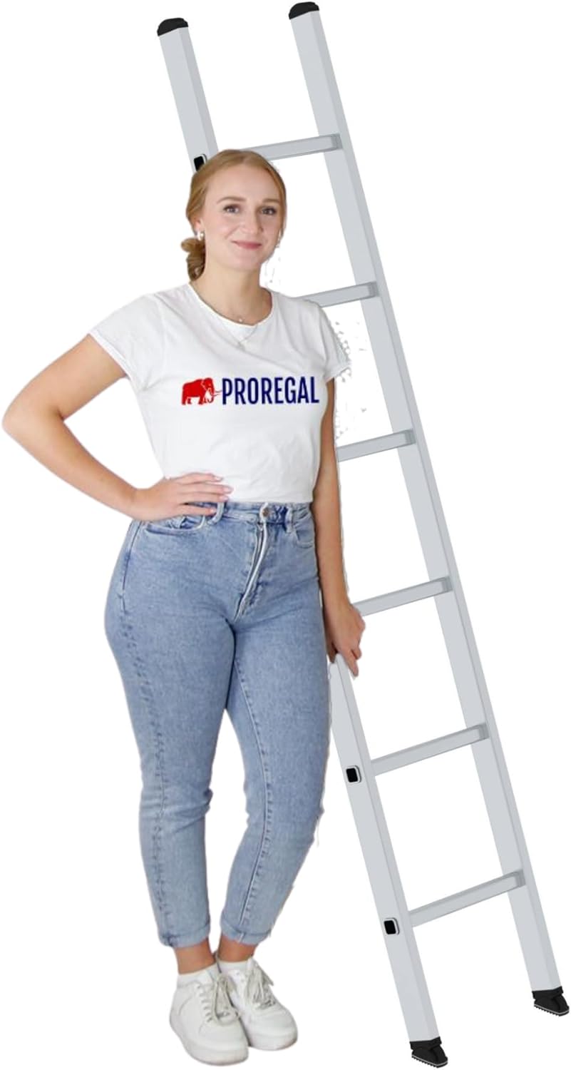 PROREGAL Sprossen-Anlegeleiter 350mm breit ohne Traverse | 6 Sprossen | Leiter, Teleskopleiter, Trit