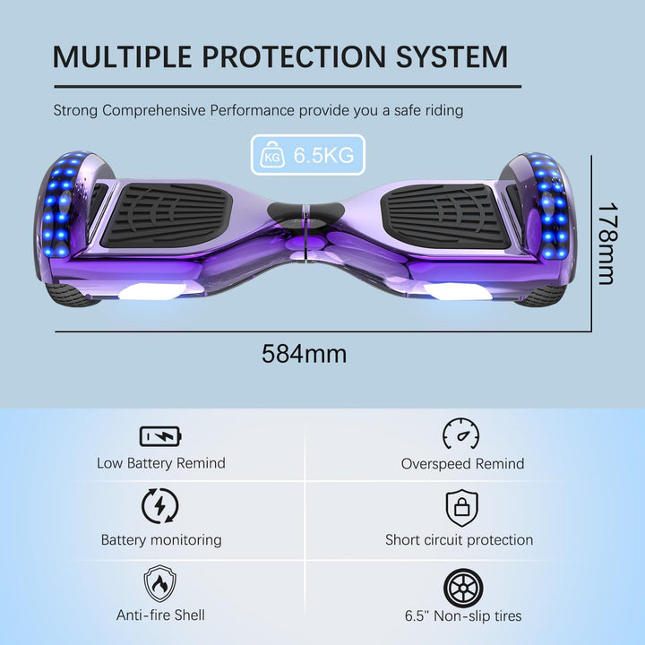 RCB Hoverboards mit Sitz Hoverkart komplett für Kinder, Skateboard mit Set, Hoverboards mit LED Lich