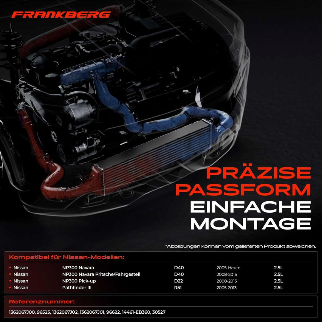 Frankberg Ladeluftkühler Turbokühler Kompatibel mit NP300 Navara D40 D22 Pritsche/Fahrgestell Pick-u