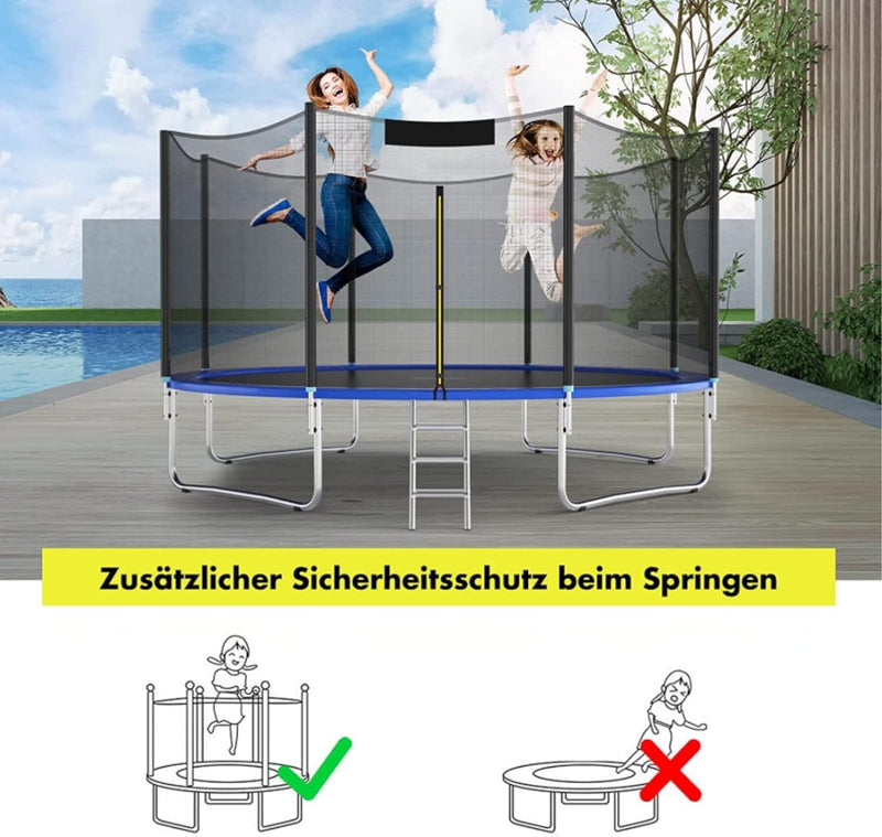 GYMAX Sicherheitsnetz für Trampolin Ø 244/305/366/427/457/487 cm, UV-beständiges & reissfestes Ersat