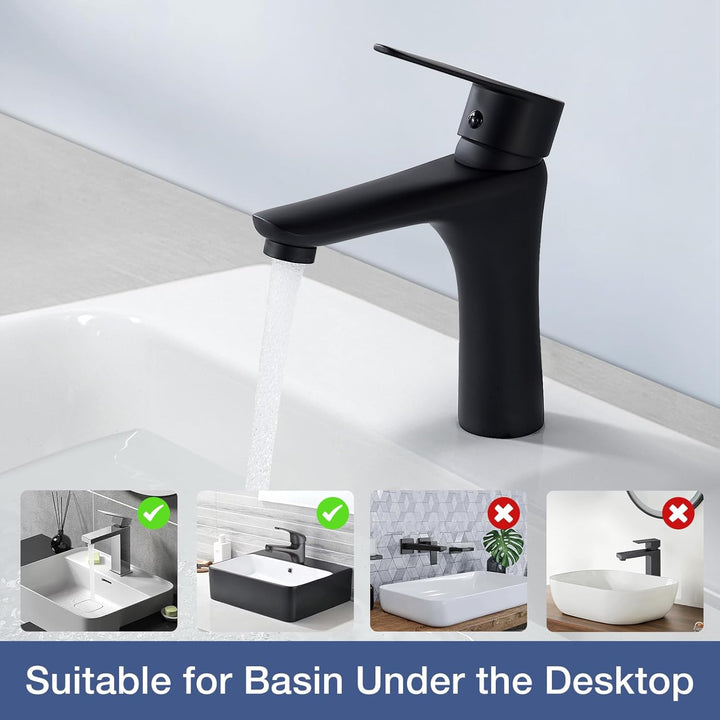 Wasserhahn Bad Schwarz, Waschtischarmatur Bad Armatur Mischbatterie Waschbeckenarmatur Schwarz Einhe