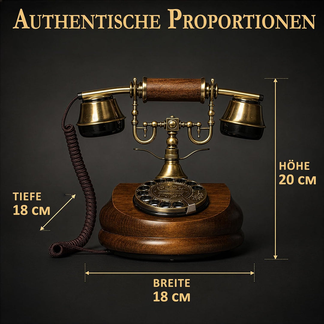 Opis 1921 Cable - Modell A - Retro Telefon aus Holz und Metall mit echter, rotierender Wählscheibe u