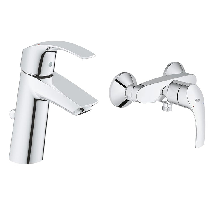 GROHE Eurosmart - Badarmatur Einhand- Waschtischarmatur & Eurosmart - Einhand-Brausebatterie (wasser